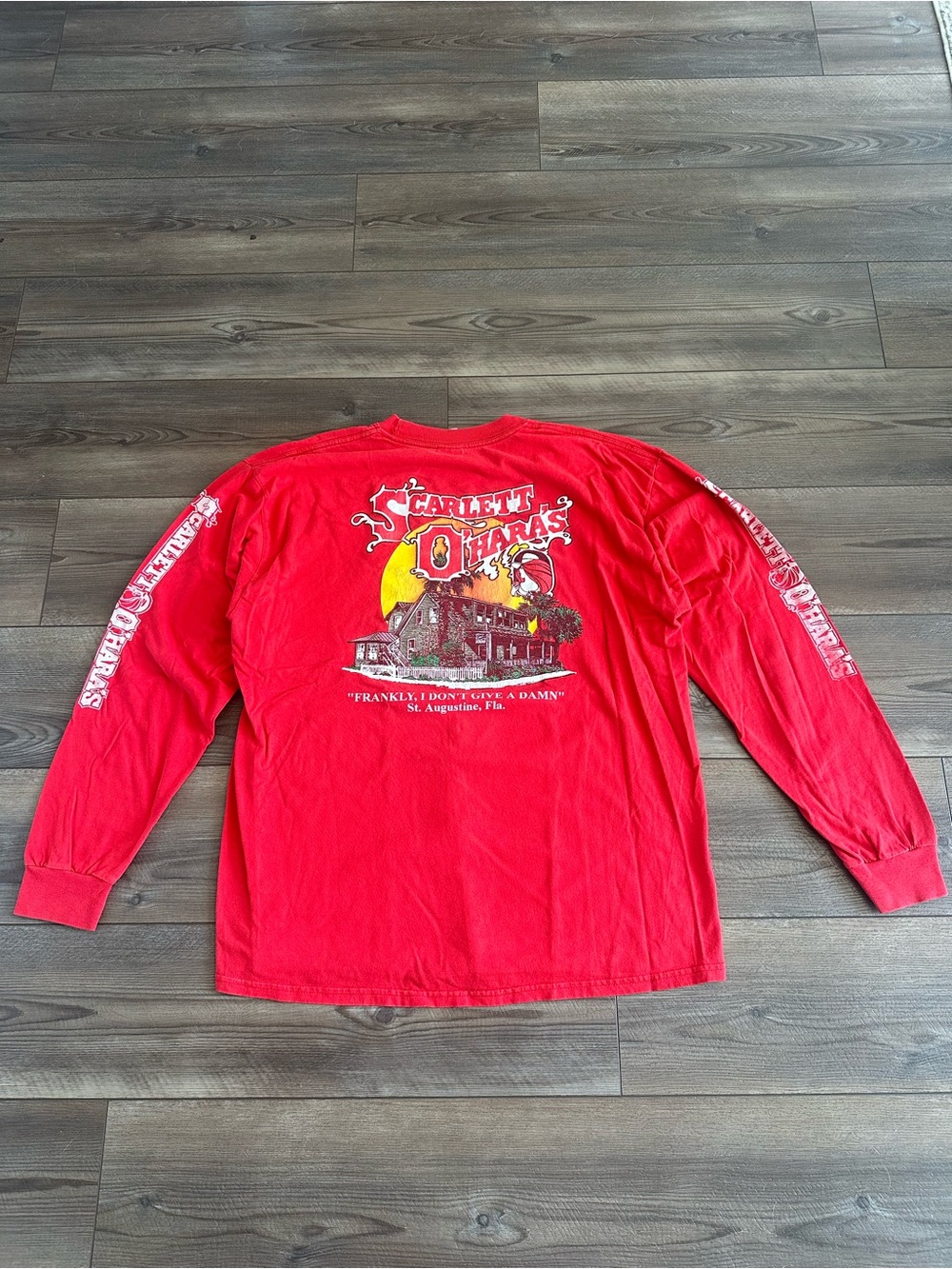 Vtg 90s Scarlett Oharas Biker Bar St Augustine FL Longsleeve Tee XL Mens